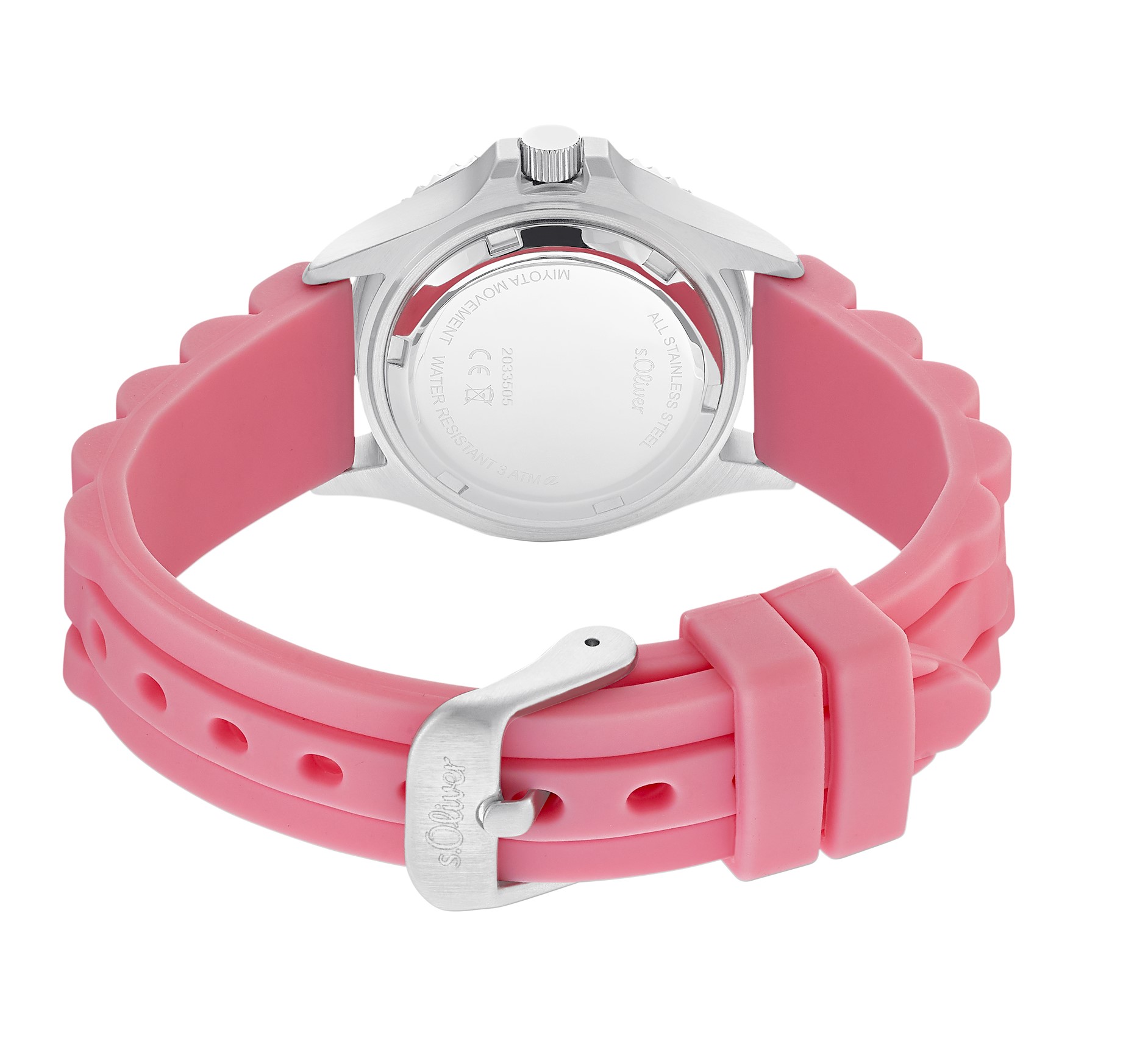 s.Oliver Kids Armbanduhr 2033505 Edelstahl Silikon pink