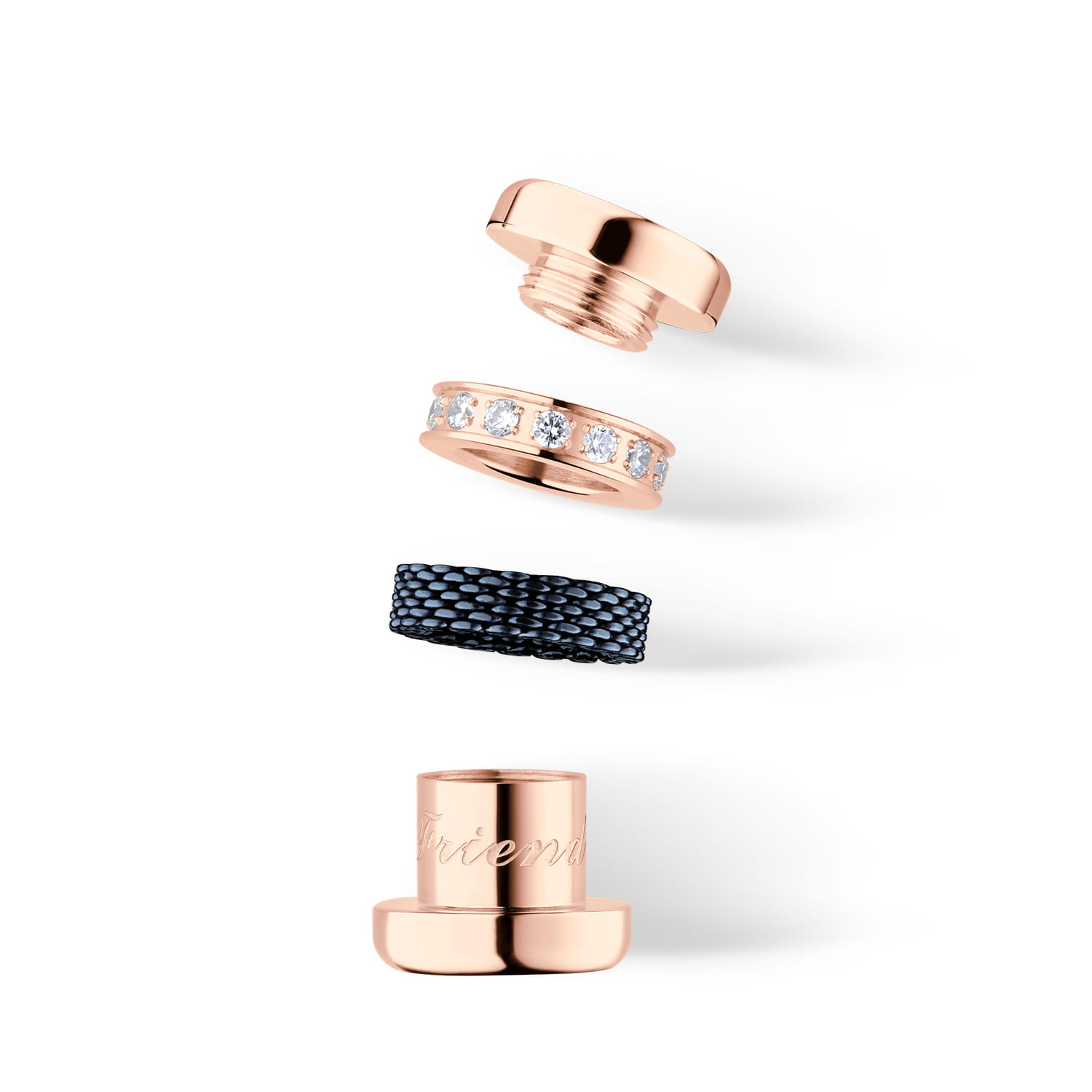 Bering Charm Friends4Ever-4 Edelstahl roségold IP Zirkonia ARCTIC SYMPHONY COLLECTION