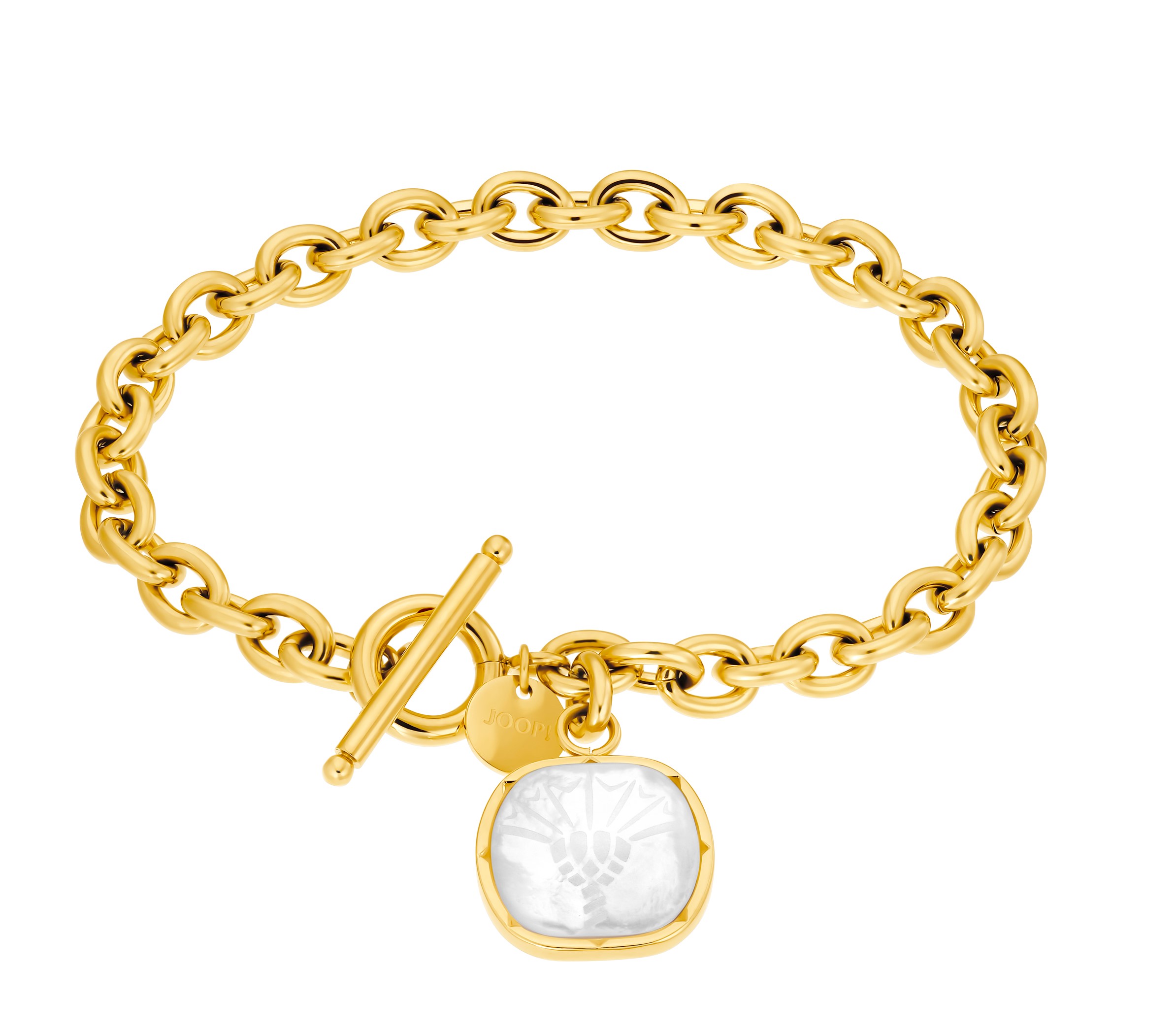 JOOP! Damen Armband 2035892 Edelstahl gelbgold IP mit Anhänger Perlmutt weiß