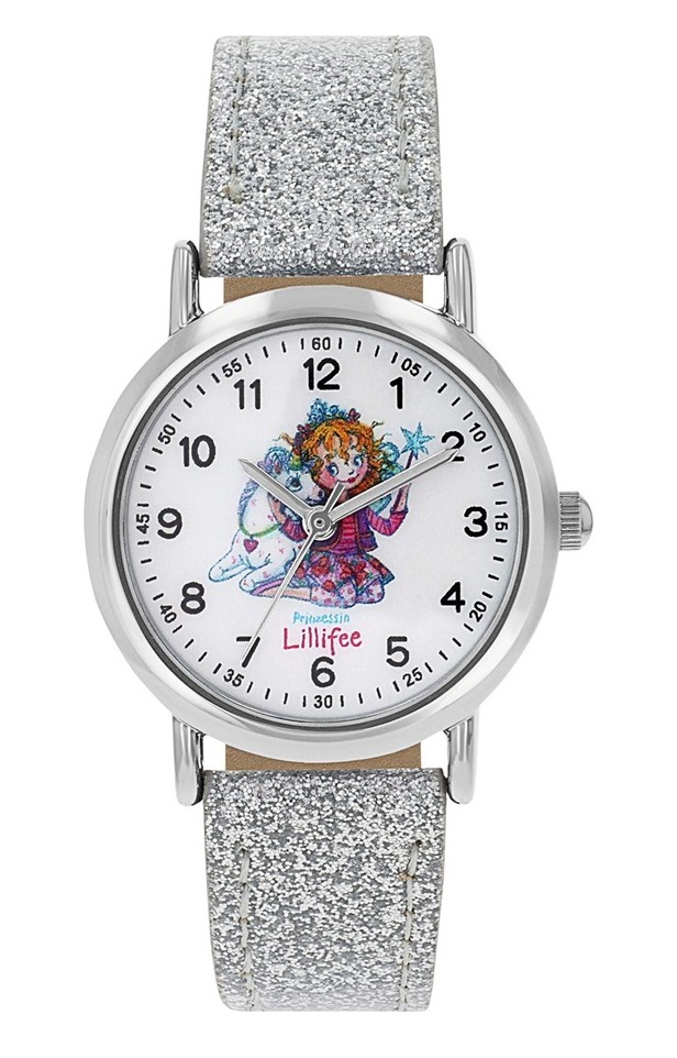 Prinzessin Lillifee Mädchen Armbanduhr 2100473 Kunstlederband silber glitzer
