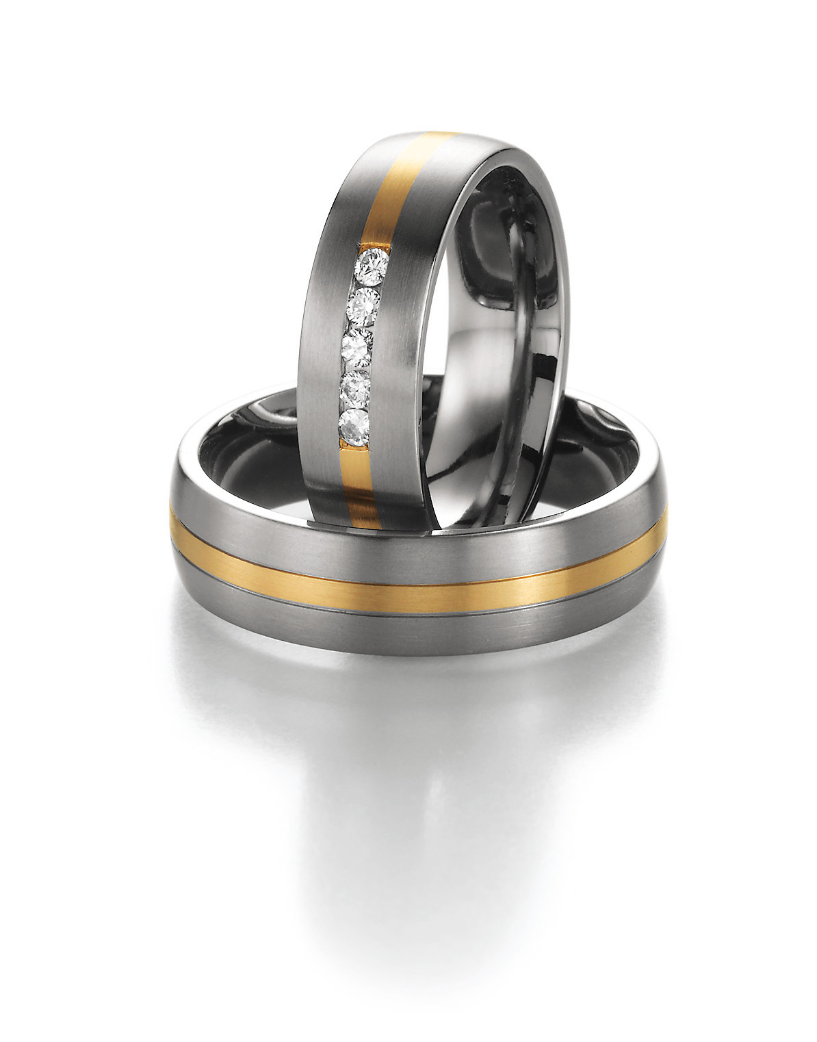 Eheringe Trauringe White Style Titan Gold Brilliant 585 78-80030 / 78-80040
