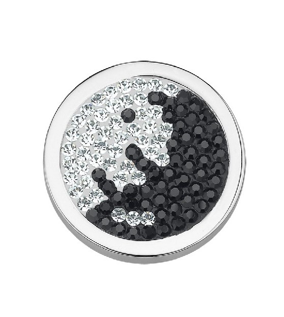 CEM Coins CS043/CS044 Anhänger Edelstahl Kristall Schwarz Weiß