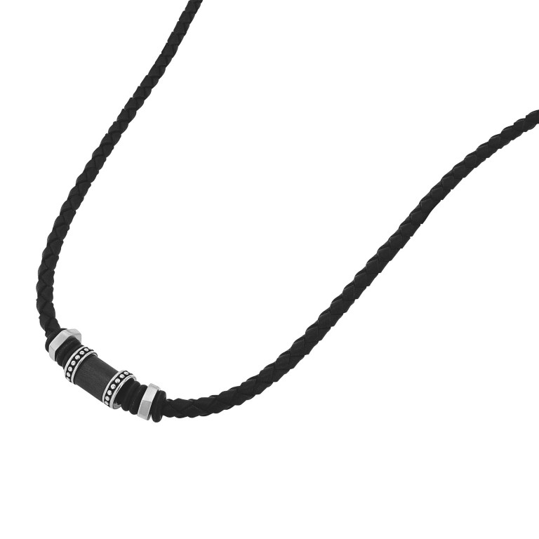 Tom Tailor Herren Halskette 2100700 Leder schwarz Edelstahl grau