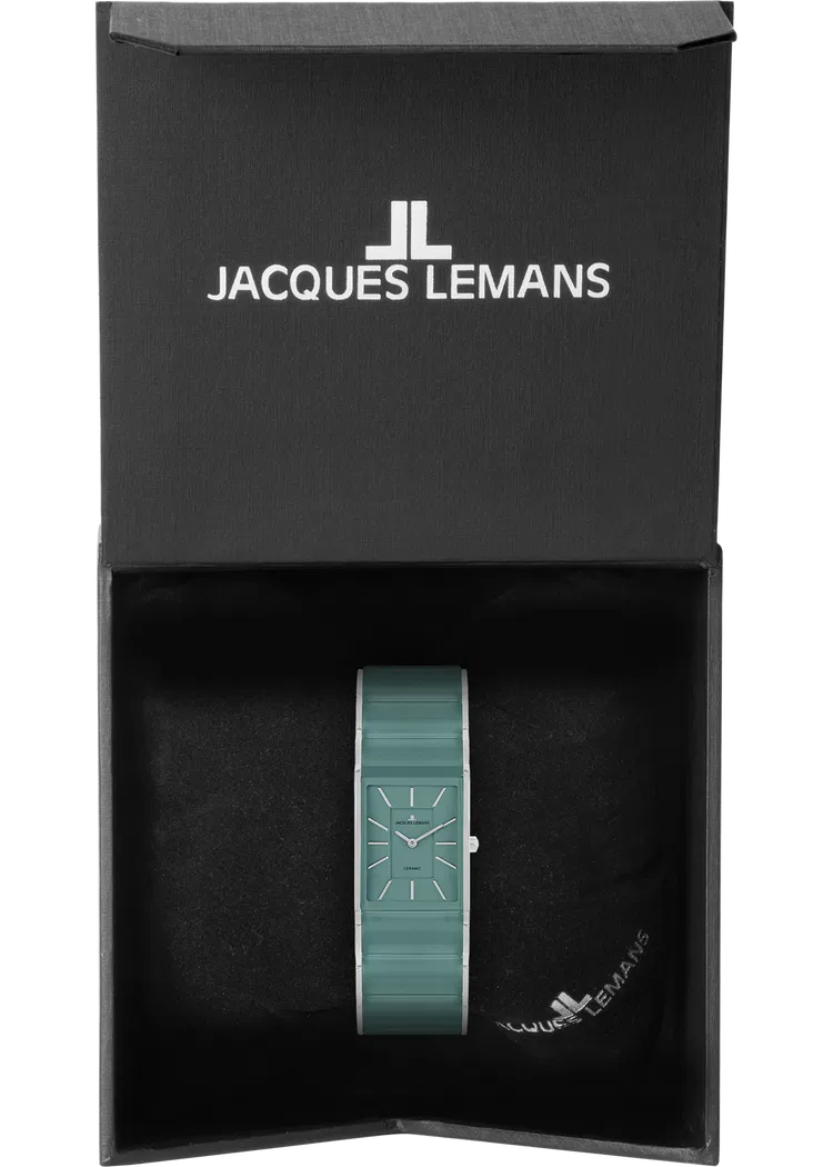 Jacques Lemans Damen Armbanduhr Dublin 1-2214E Edelstahl IP Gold Keramik türkis