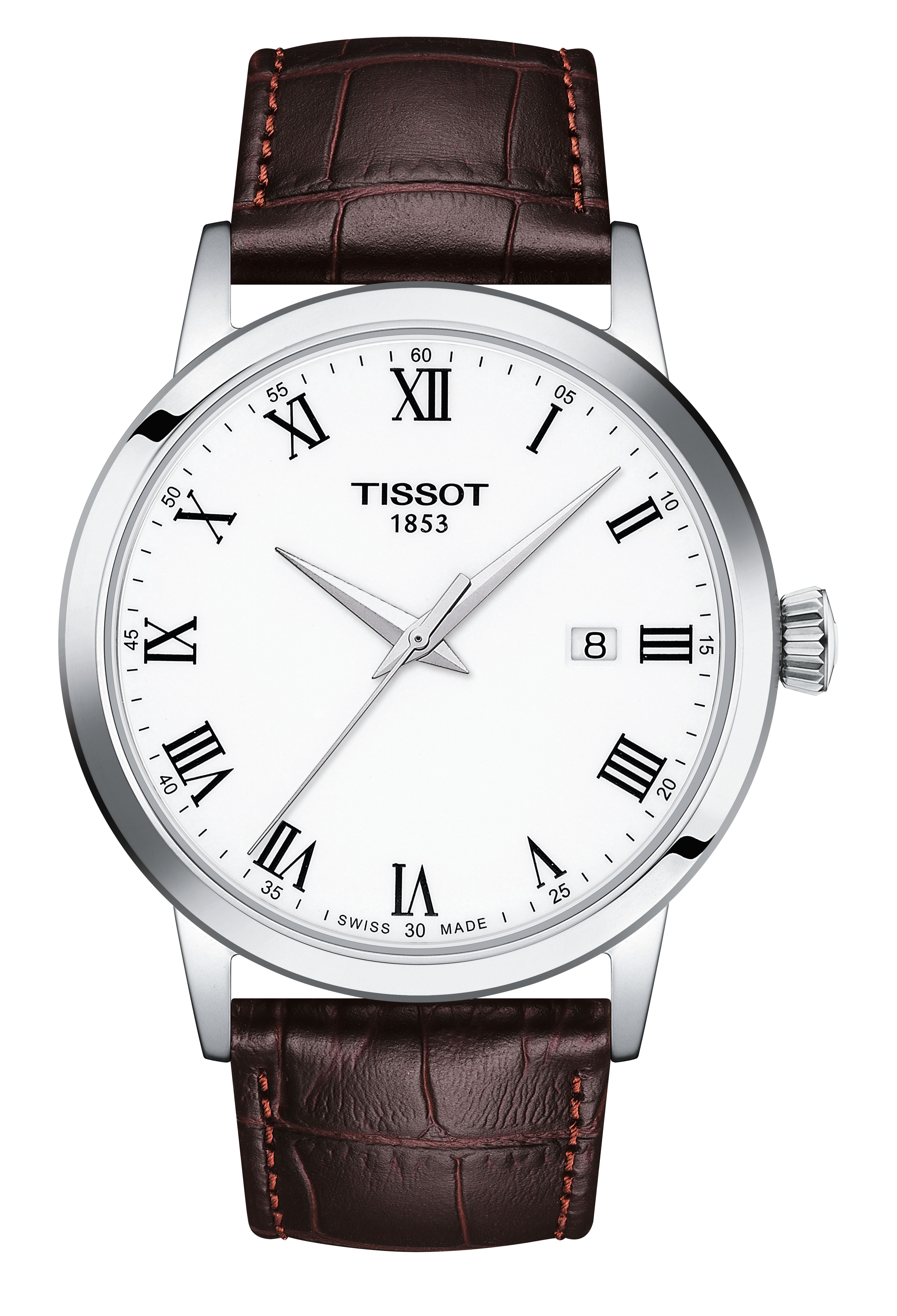 Tissot Herren Armbanduhr T129.410.16.013.00 Classic Dream 42mm Edelstahl mit dunkelbraunem Lederband