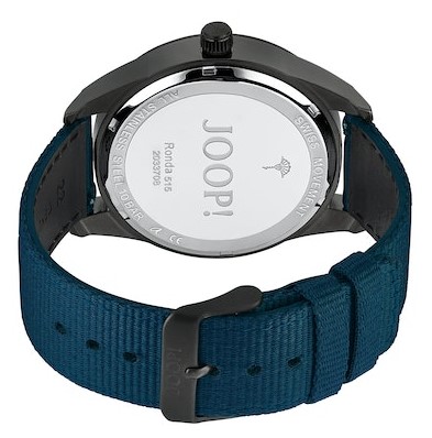 JOOP! Herren Armbanduhr 2033708 IP schwarz Leder Nylon blau