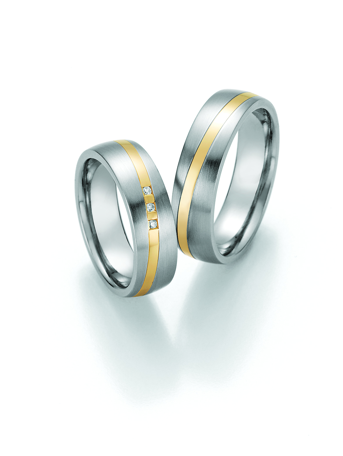 Eheringe Trauringe White Style Steel and Gold 585 Brilliant 88-01880 / 88-01870