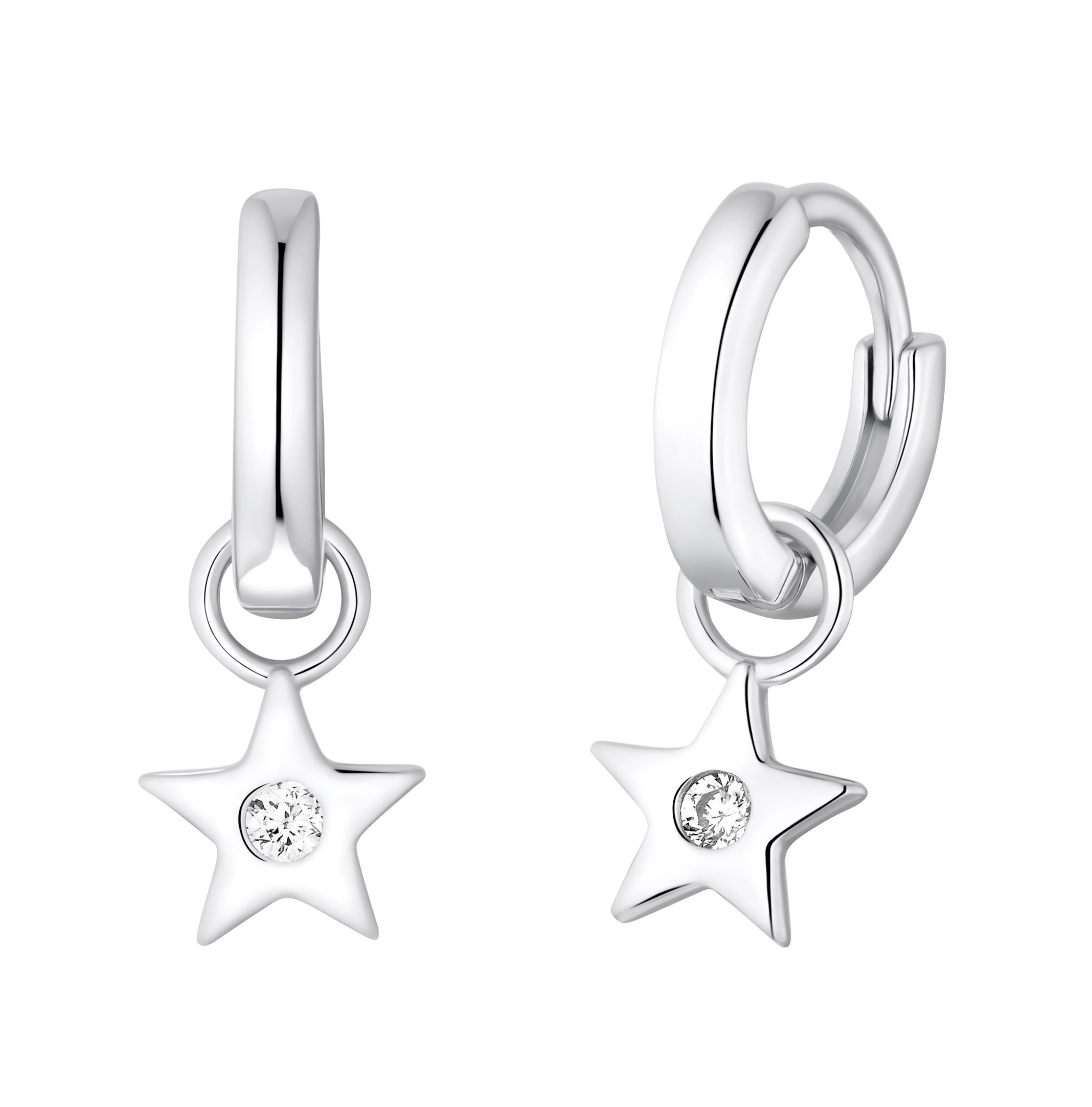 s.Oliver Kids Girls Creolen 2035517 Stern Zirkonia Silber