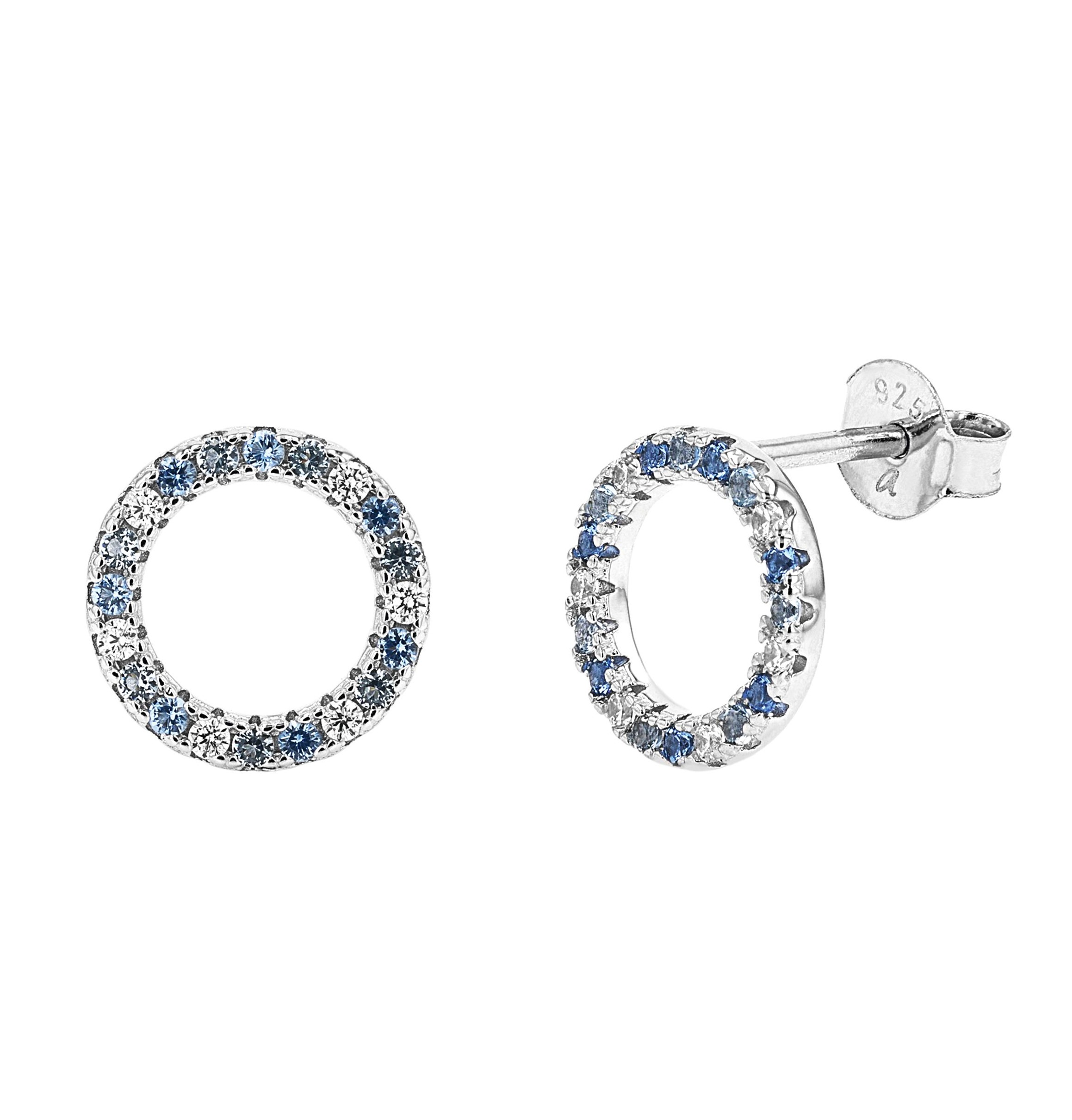 Tom Tailor Damen Ohrstecker 2101264 Silber 925 synth. Zirkonia blau weiß