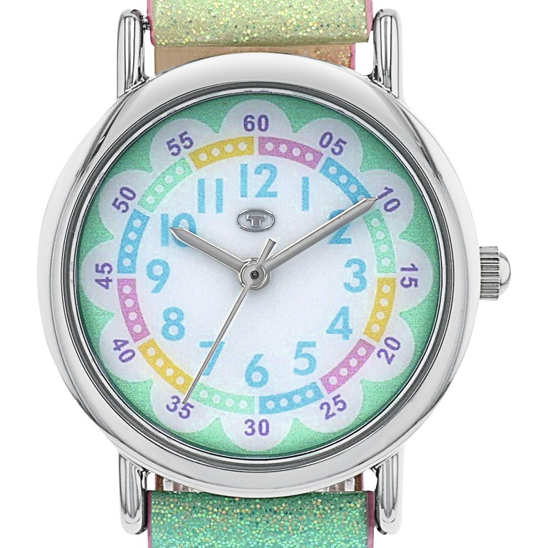 Tom Tailor Mädchen Armbanduhr 2100708 Kunstlederband Glitzer Rainbow