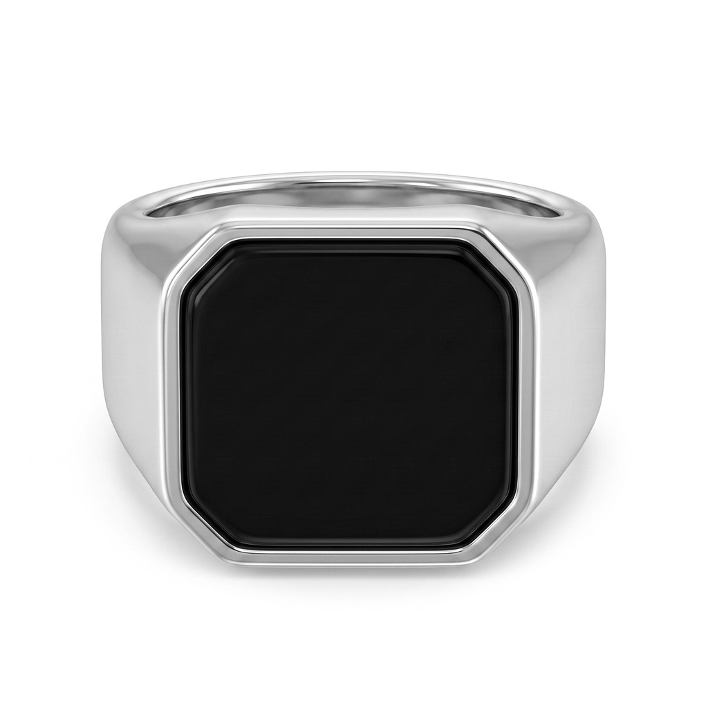 Tom Tailor Herren Siegel-Ring 2101851 2101852 2101853 2101854 Edelstahl mit schwarzem Achat