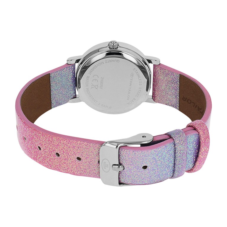 Tom Tailor Mädchen Armbanduhr 2100707 Kunstlederband glitzer rosa violett