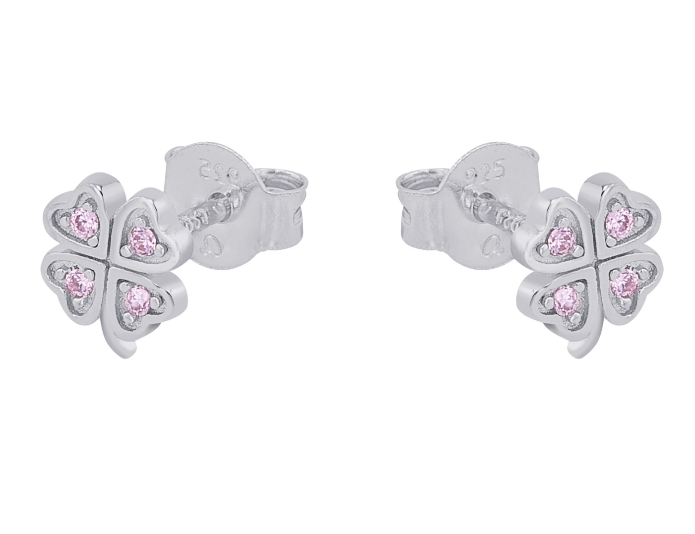 Lillifee Mädchen Ohrstecker 2037942 Silber 925 Kleeblatt Zirkonia rosa