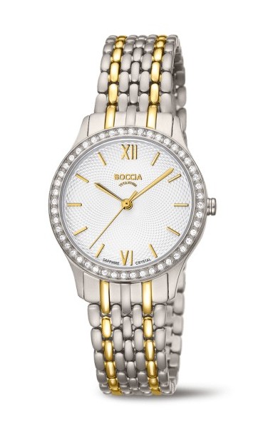 Boccia Damen Armbanduhr Trend 3376-02 Titan bicolor Glaskristallsteine