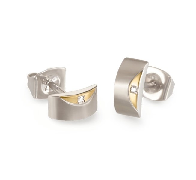 Boccia Damen Ohrstecker 05007-03 Reintitan bicolor mit Brillantbesatz