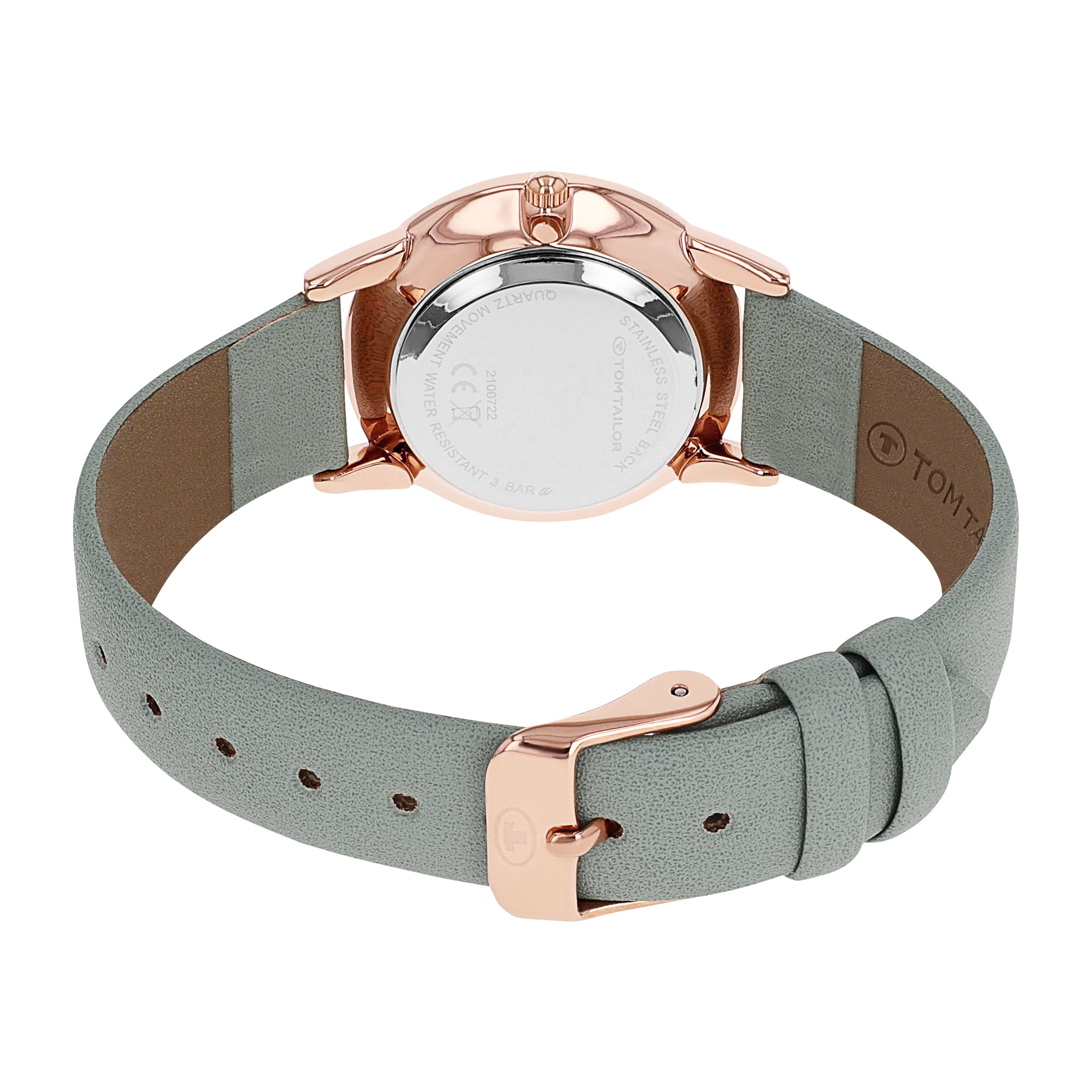 Tom Tailor Damen Armbanduhr 2100722 Schmetterlingmotiv Kunstlederband pastellgrün