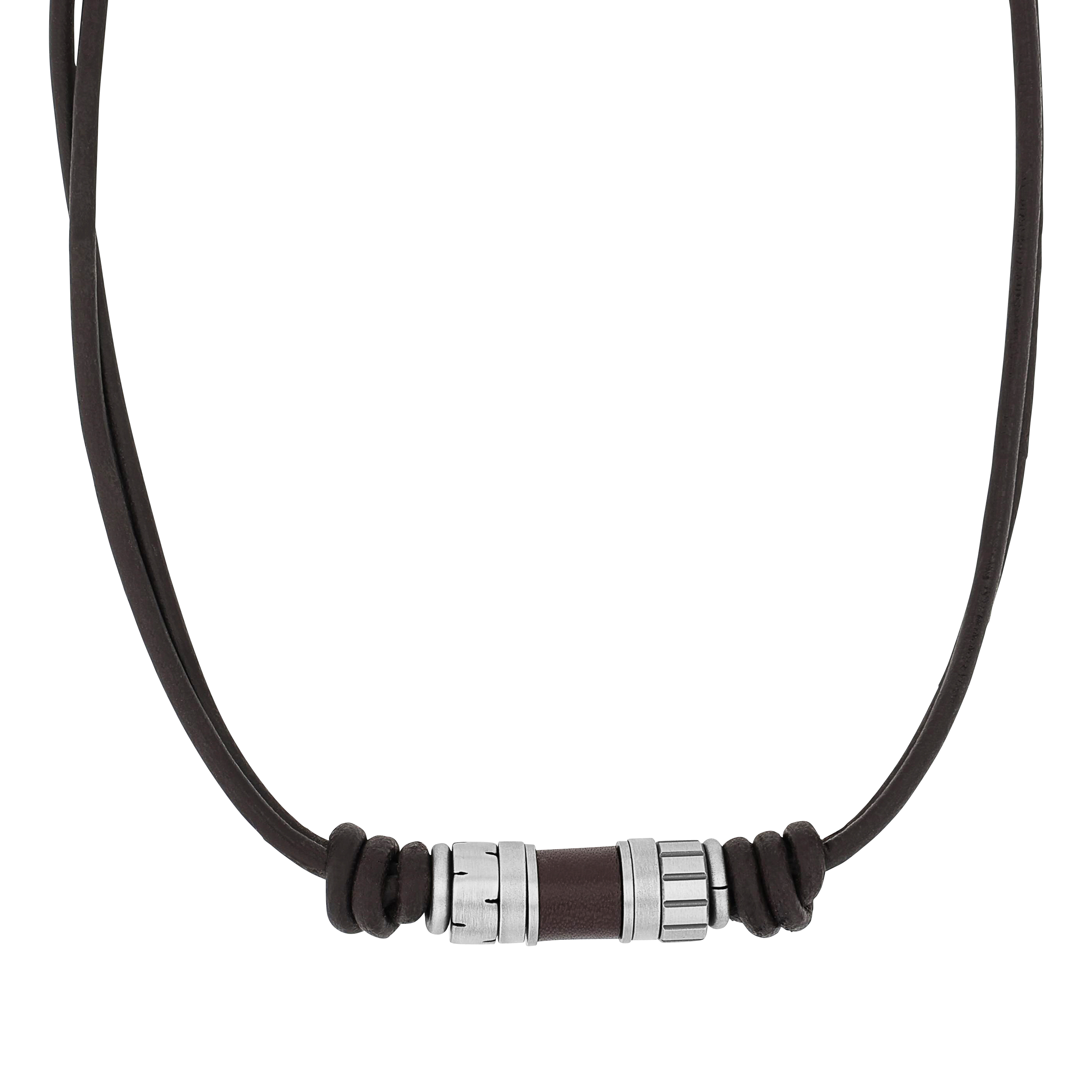 s.Oliver Herren Halskette 2038870 Leder braun Edelstahl grau