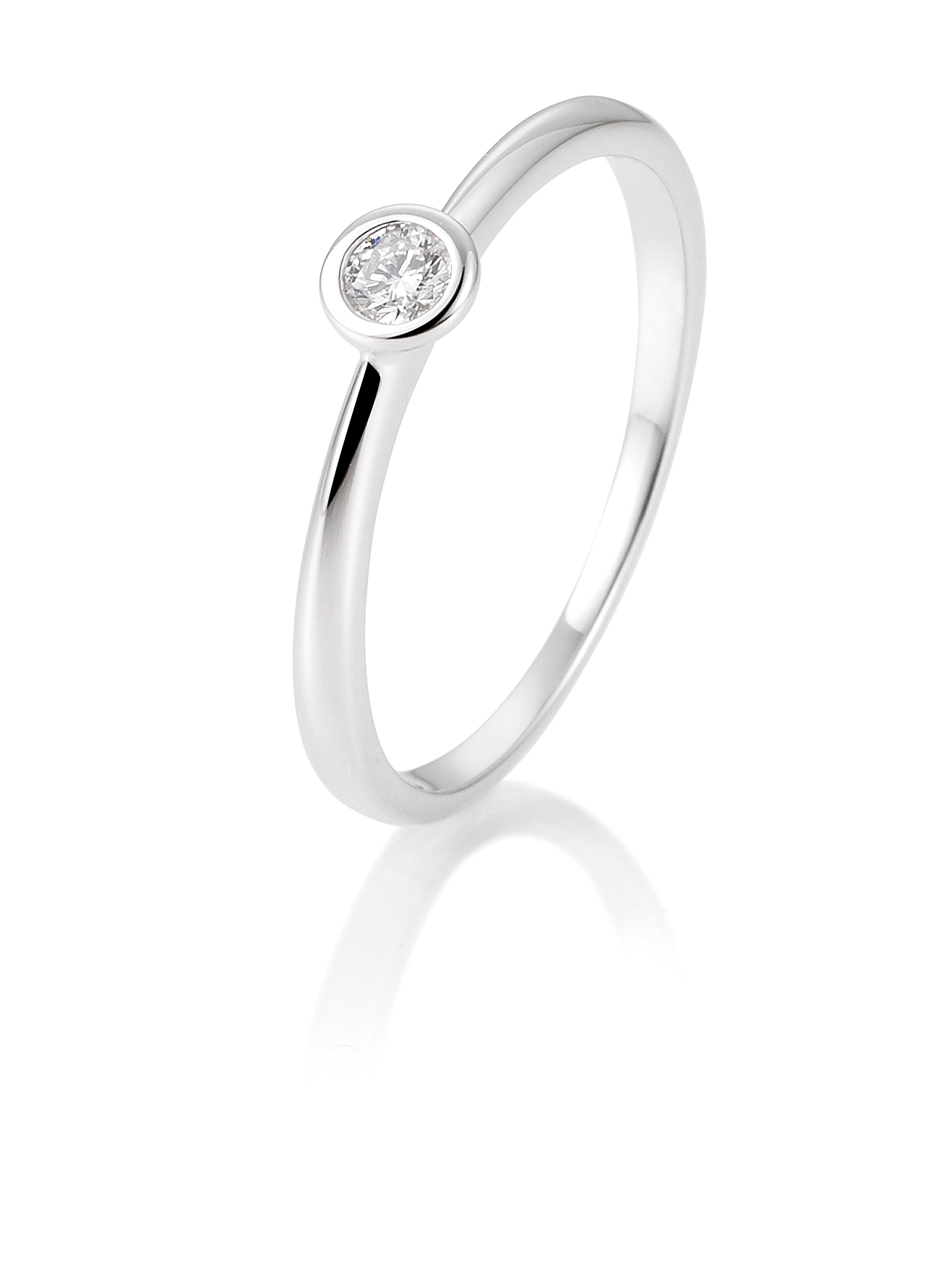 Breuning Solitaire Ring 41/85127-9 Brillant Zarge Weißgold