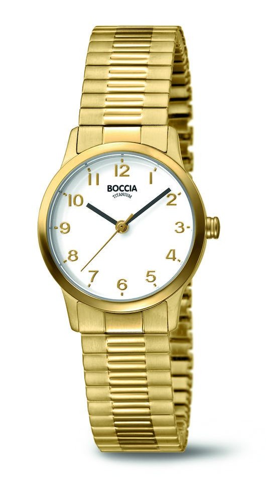 Boccia Damen Armbanduhr Classic 3318-02 Reintitan Zugband goldplattiert