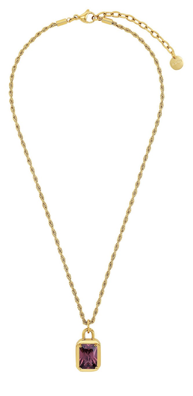 Joop! Damen Halskette 2040532 Edelstahl gelbgold IP synth. Zirkonia lila