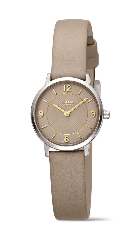 Boccia Damen Armbanduhr Trend 3371-06 Reintitan mit Lederband beige