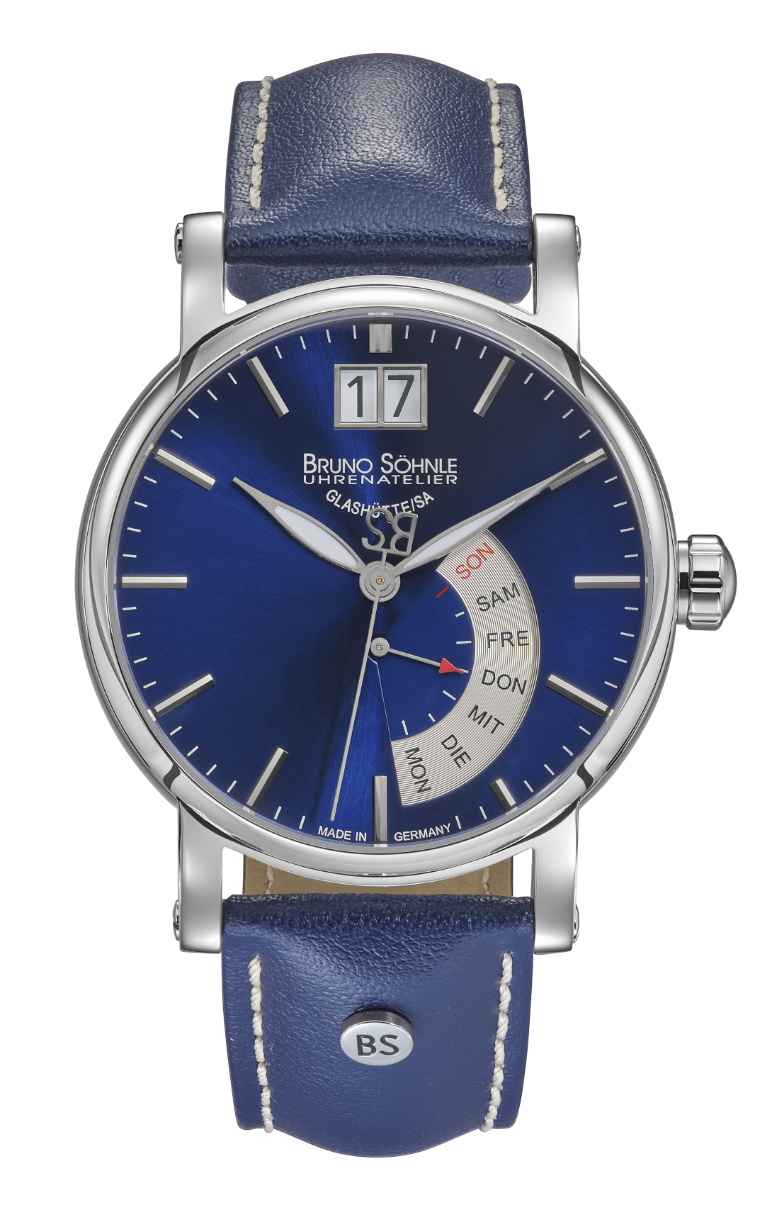 Bruno Söhnle Herren Armbanduhr 17-13073-341 Pesaro I Lederband blau