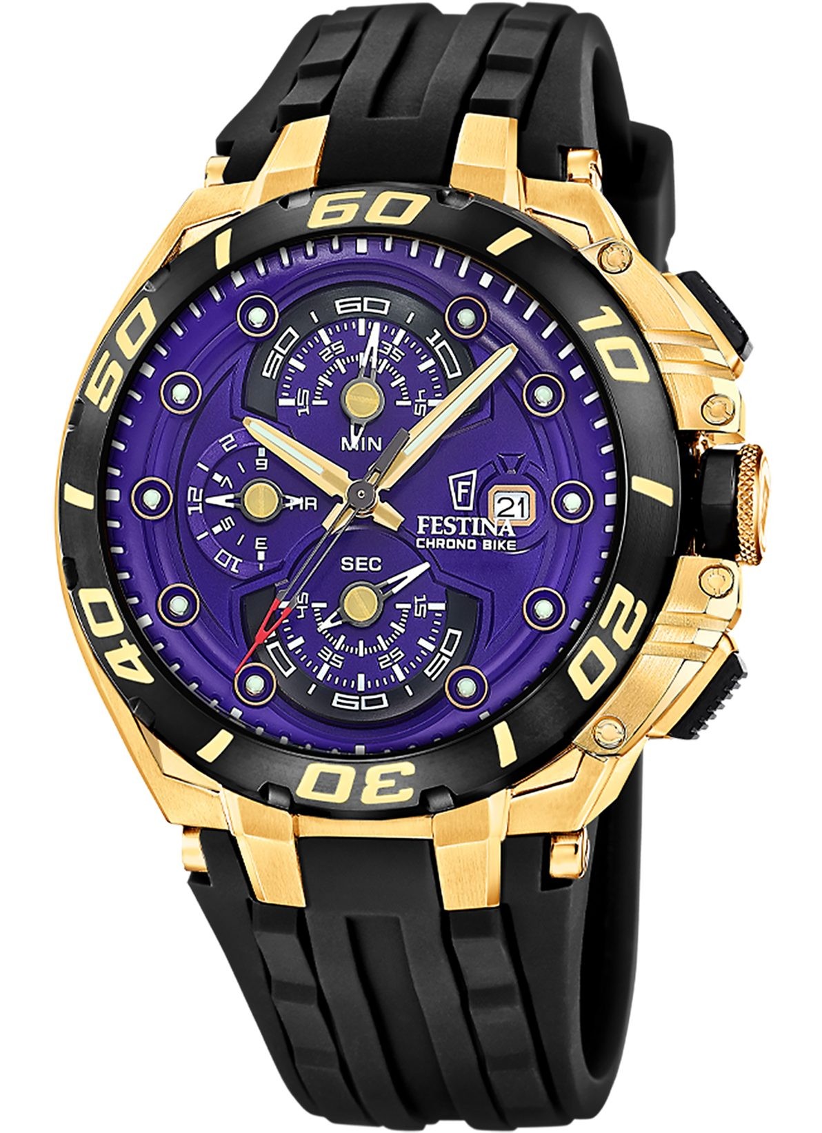 Festina Herren Armbanduhr F20781/GA Chrono Bike Lila, Schwarz und Gold - Limited Edition