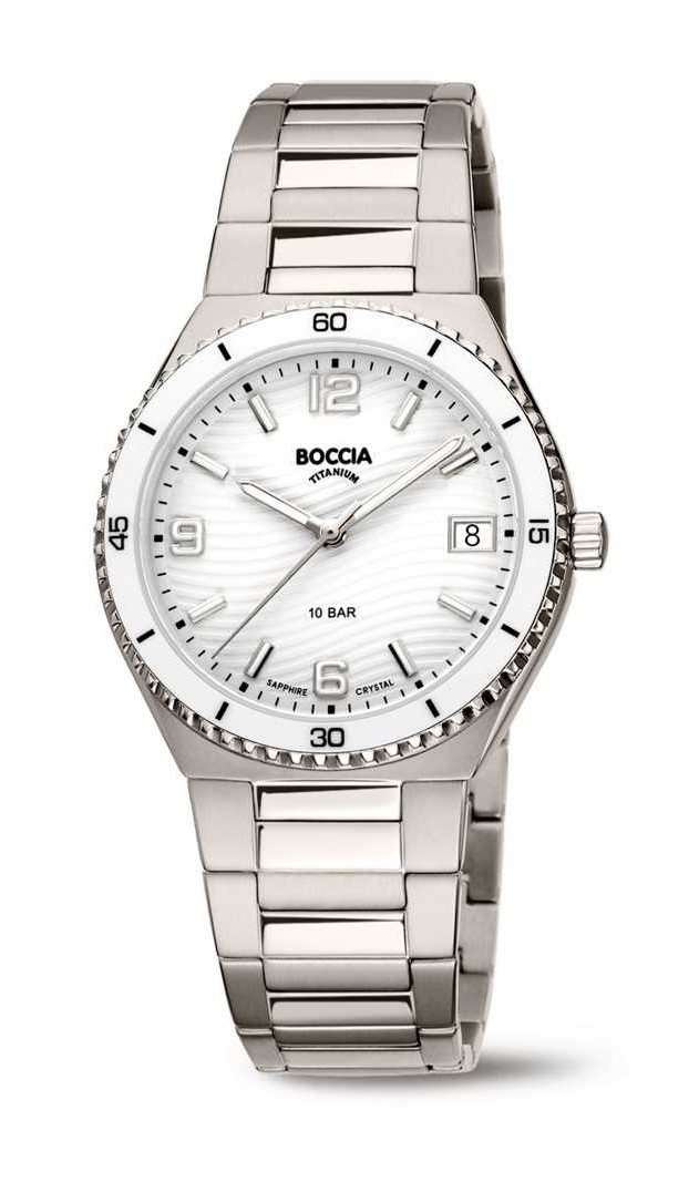 Boccia Damen Armbanduhr 3367-01 Titan Ceramic weiß
