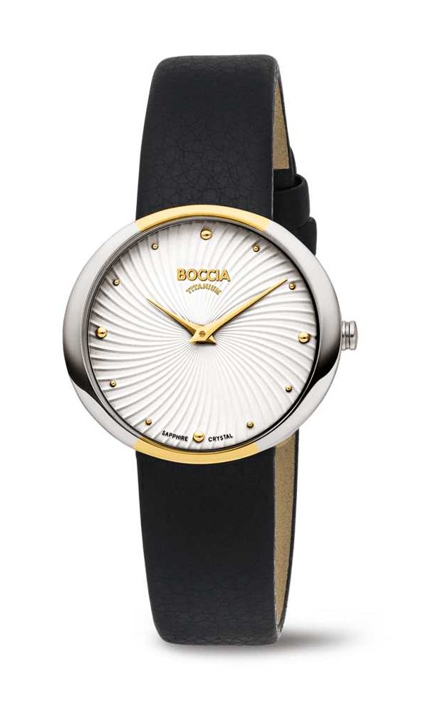 Boccia Damen Armbanduhr Trend 3364-03 Titan bicolor Lederband schwarz
