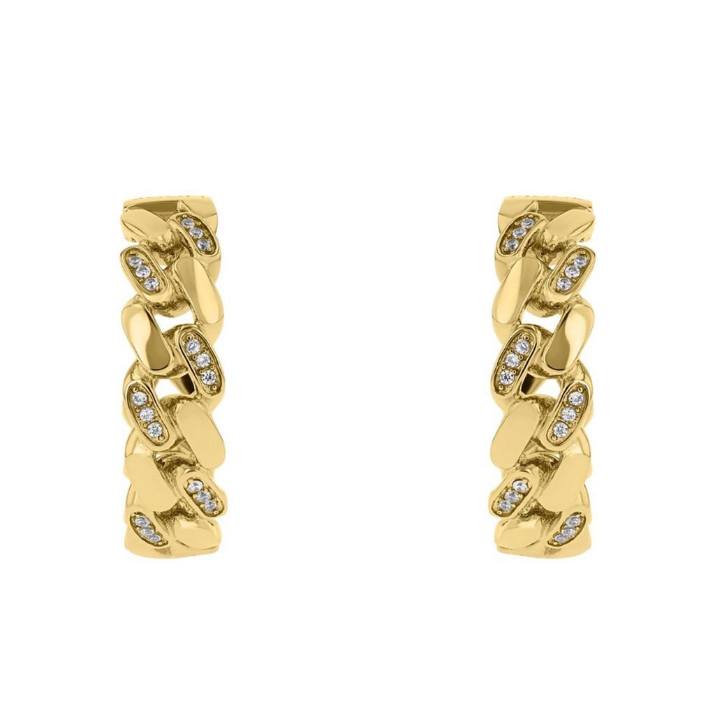 JOOP! Damen Creolen Panzermuster 2040558 Edelstahl gelbgold IP