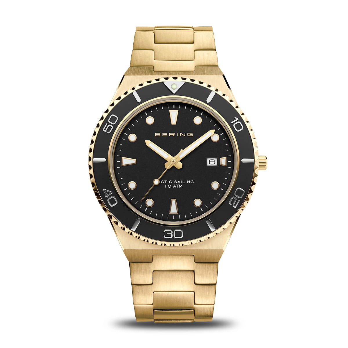 Bering Herren Armbanduhr 18940-732  Arctic Sailing Edelstahl gold IP