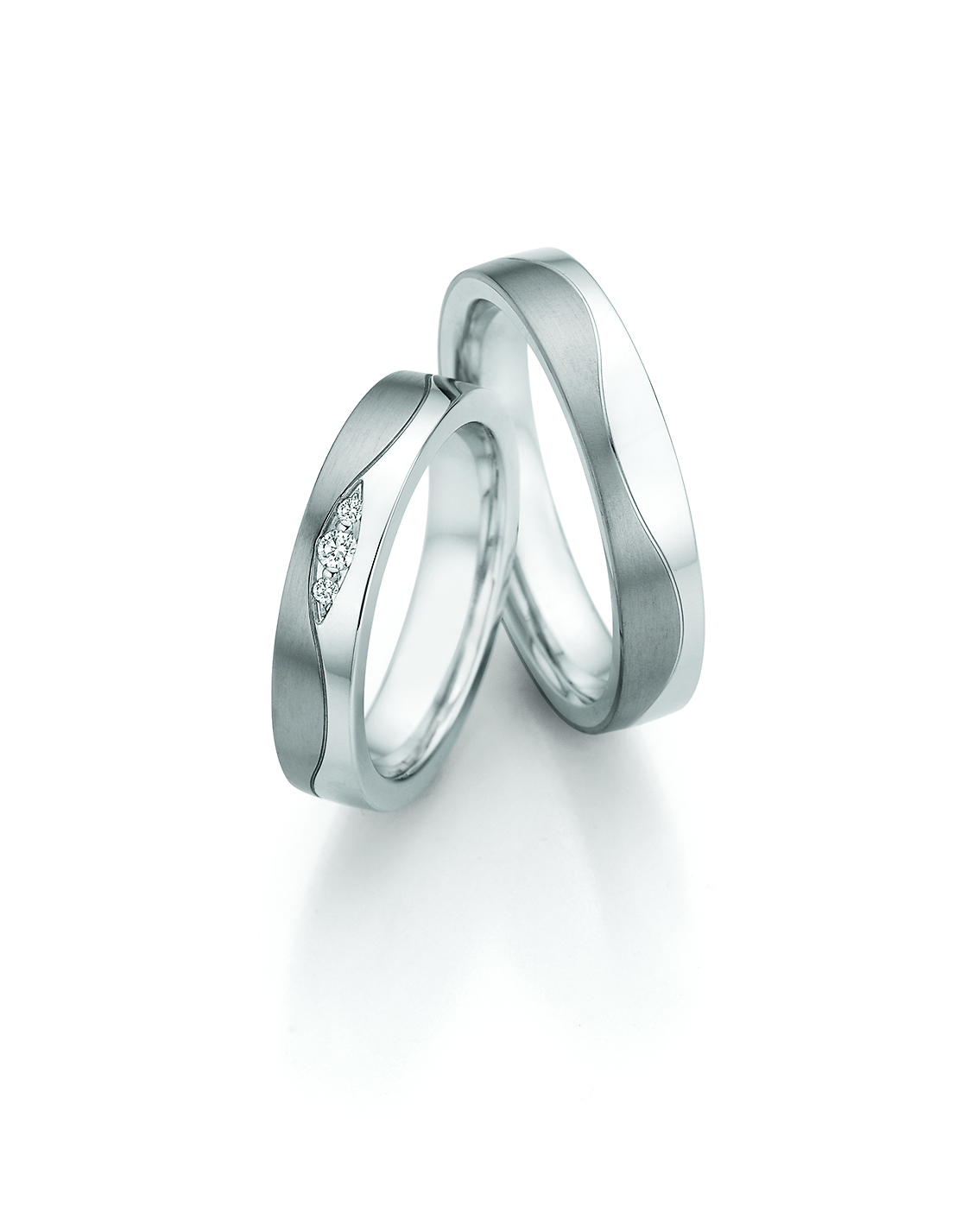 Eheringe Trauringe White Style Steel Titan Brillant II 68-20030 / 68-20040