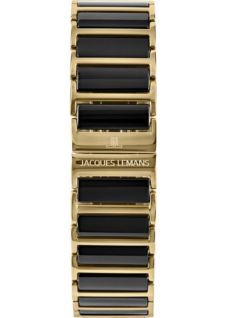 Jacques Lemans Damen Armbanduhr York 1-1651.1D Edelstahl IP Gold Keramik schwarz