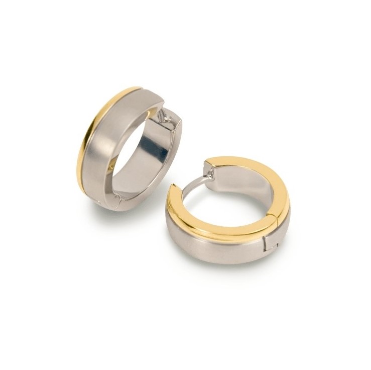 Boccia Damen Creolen 0539-12 Reintitan bicolor mit goldplattiertem Akzent