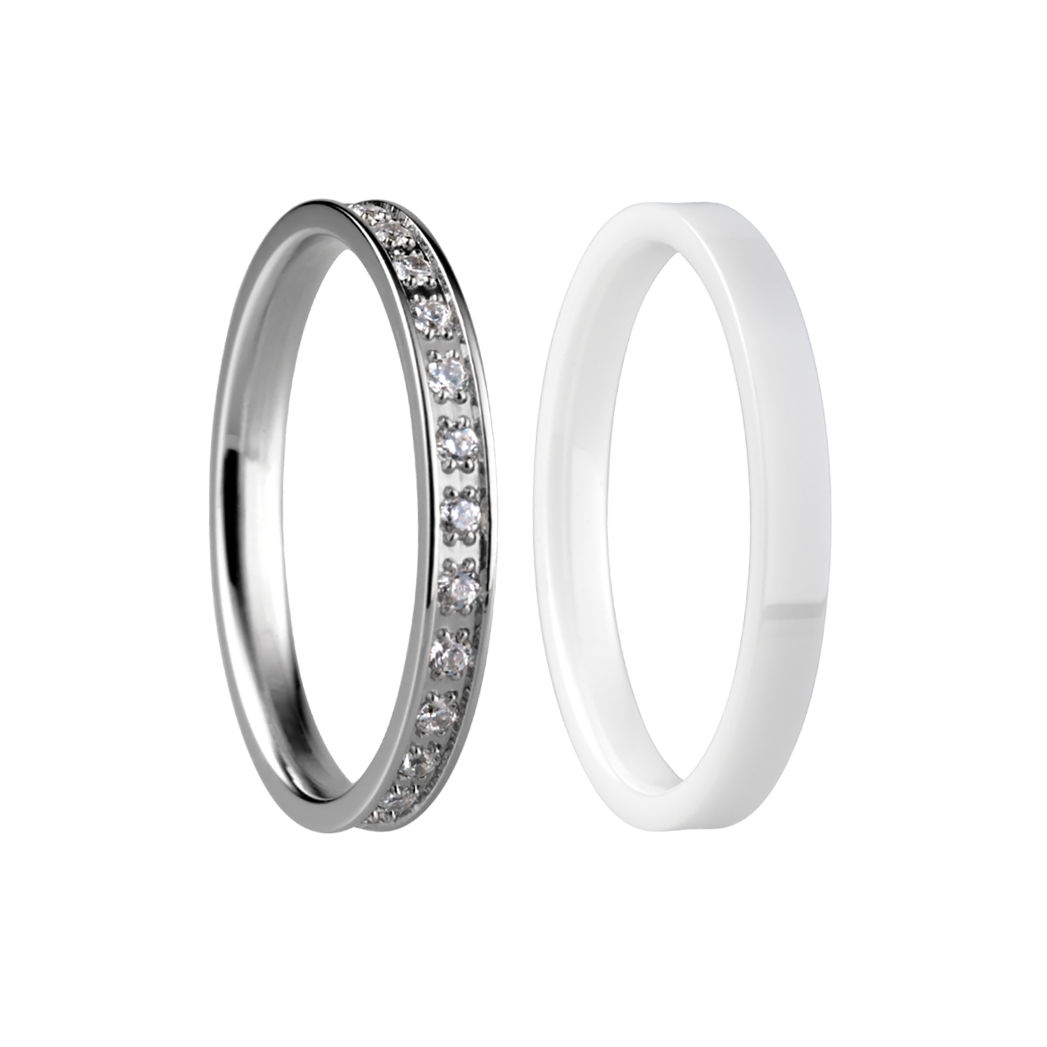 Bering Damenring Arctic-Sale-Set1_9 Edelstahl Zirkonia Keramik weiß