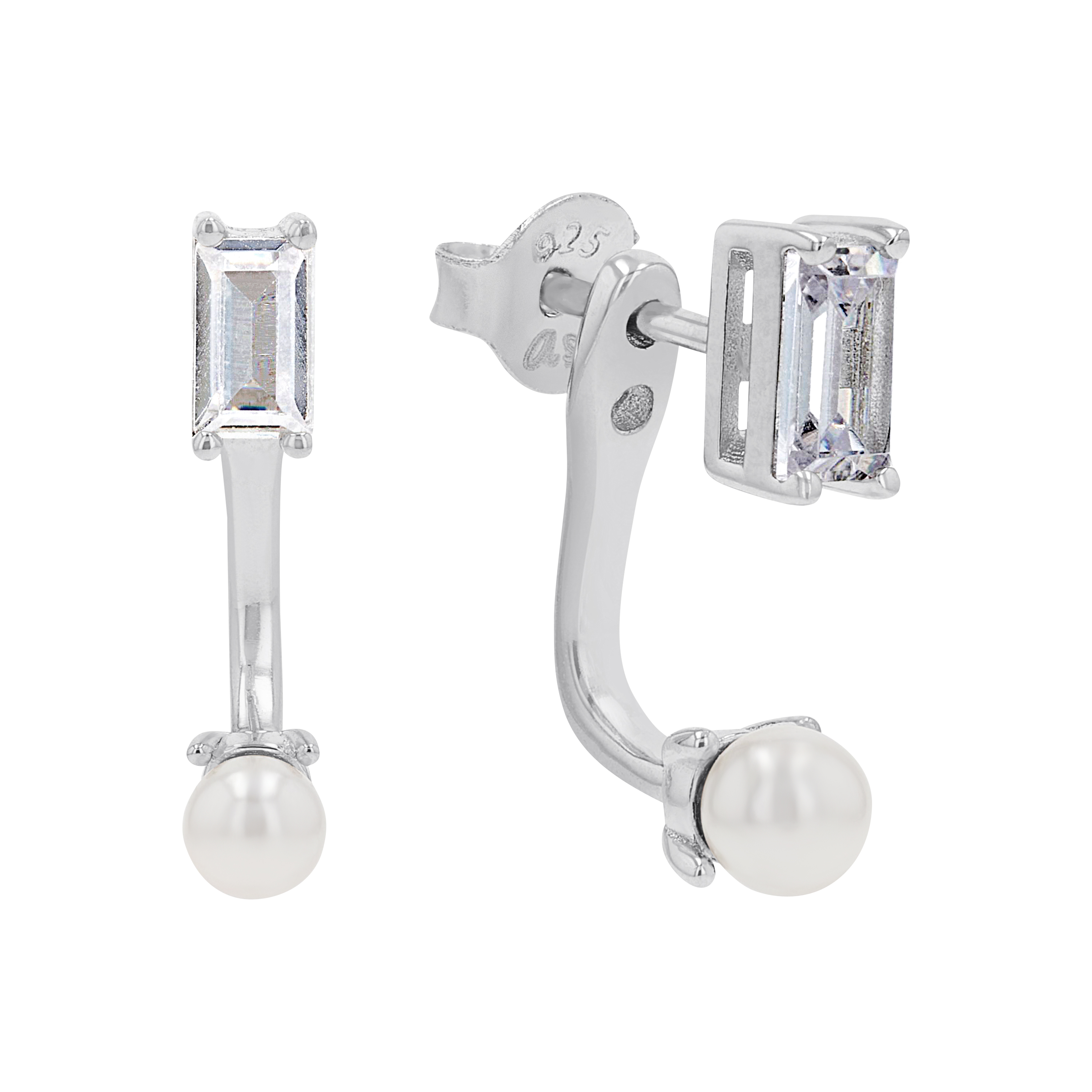 s.Oliver Damen Ohrstecker 2039699 Silber 925 synth. Zirkonia, Süßwasserzuchtperle