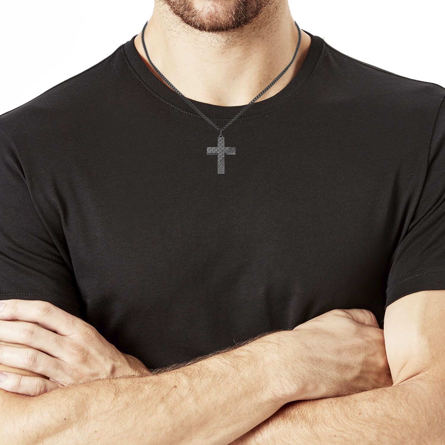 s.Oliver Herren Halskette 2022635 Edelstahl IP black Kreuz Carbon