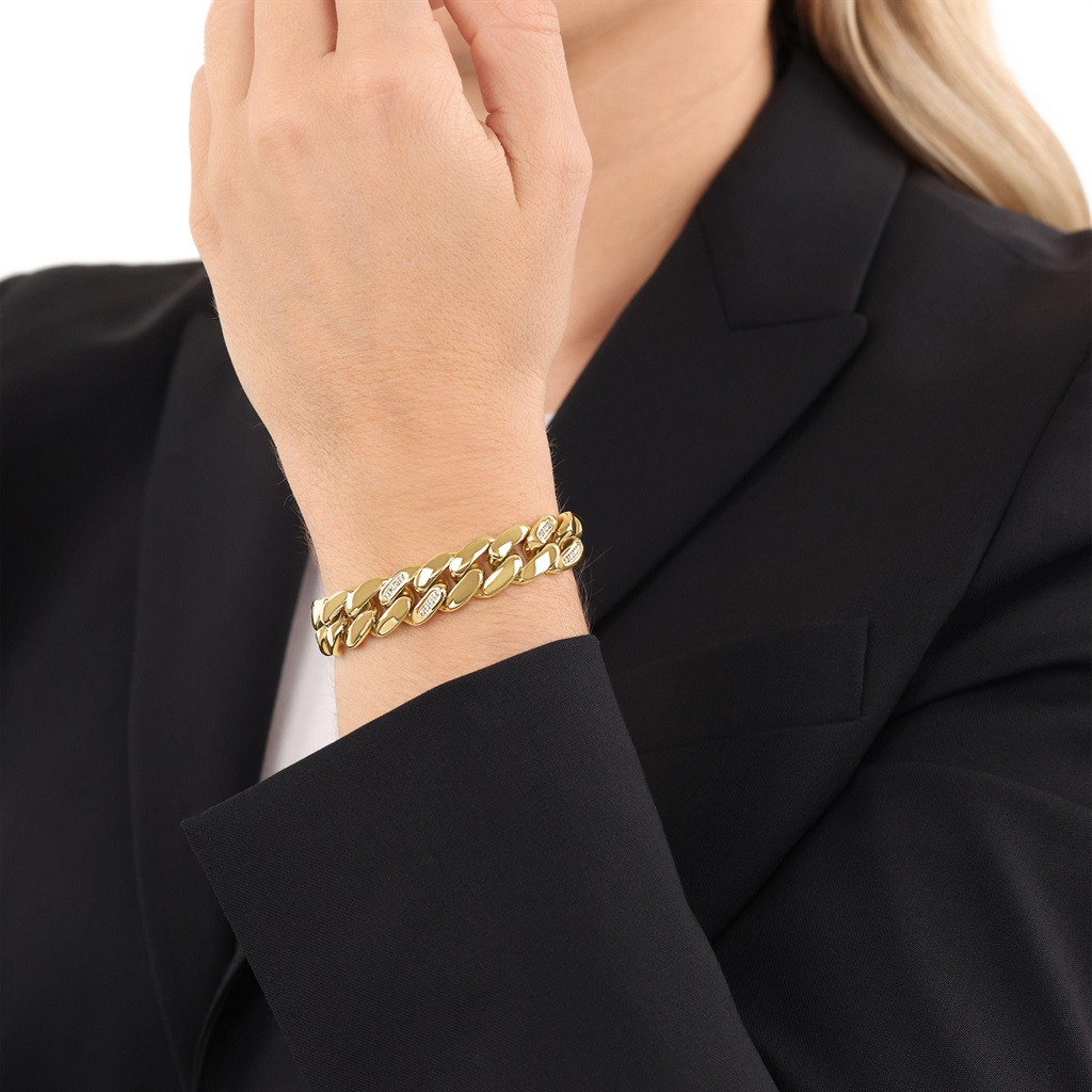 Joop! Damen Armband Panzer 2040557 Edelstahl gelbgold IP synth. Zirkonia