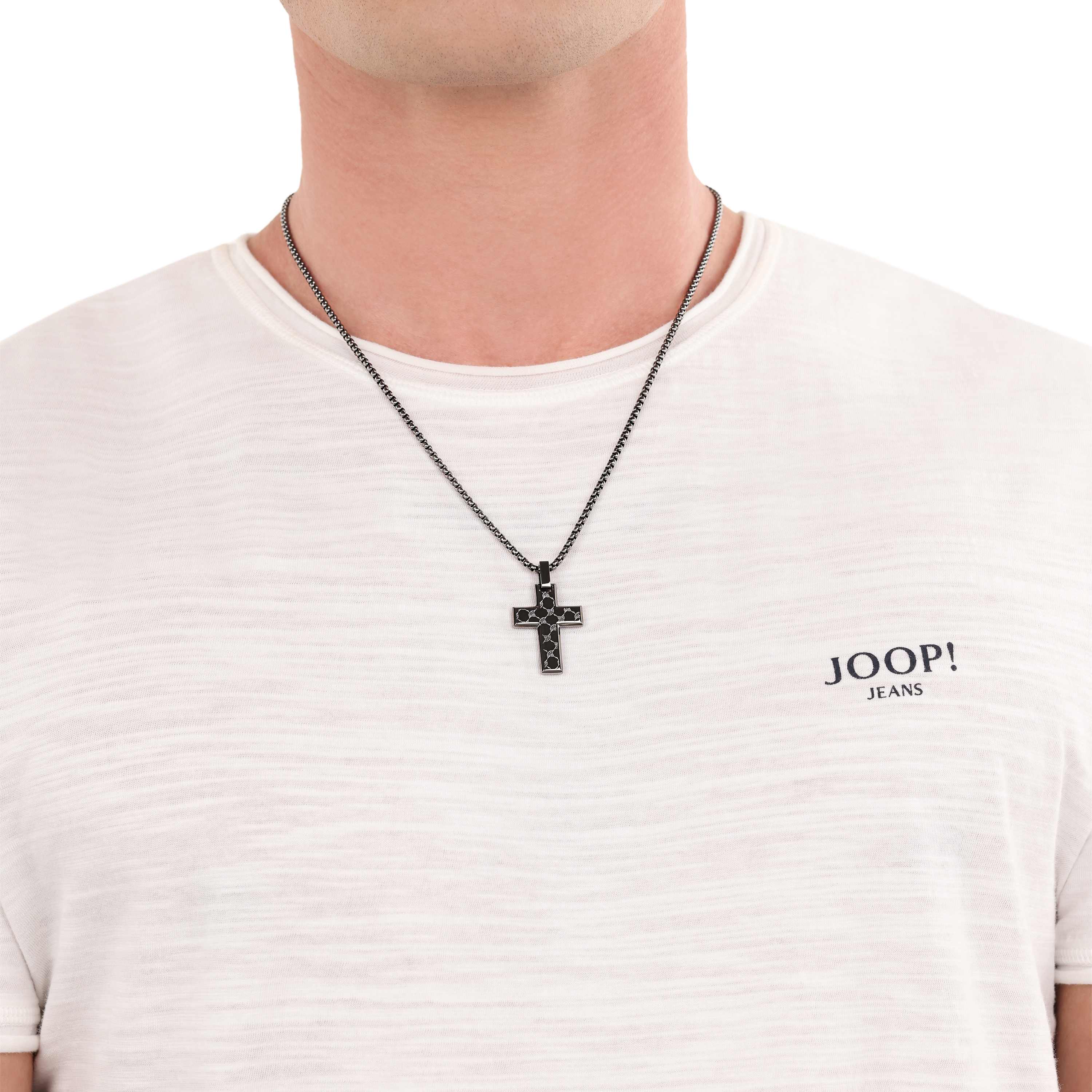 Joop! Herren Halskette 2038992 Anhänger Kreuz Edelstahl schwarz IP