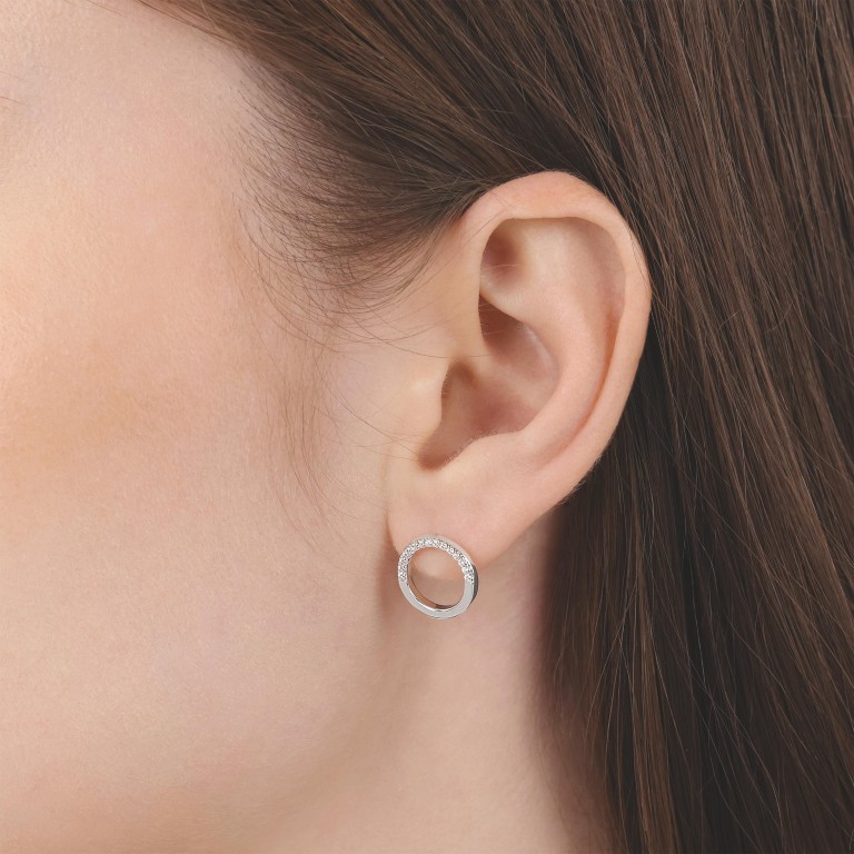 Tom Tailor Damen Ohrstecker Kreis 2100559 Silber 925 synth. Zirkonia