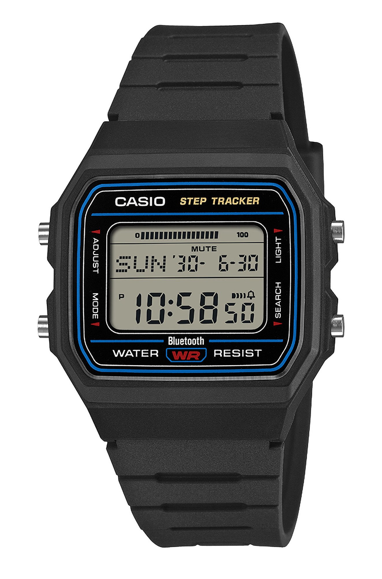 Casio Armbanduhr F-B100W-1AEF digital mit Bluetooth® Funktion und Schrittzähler