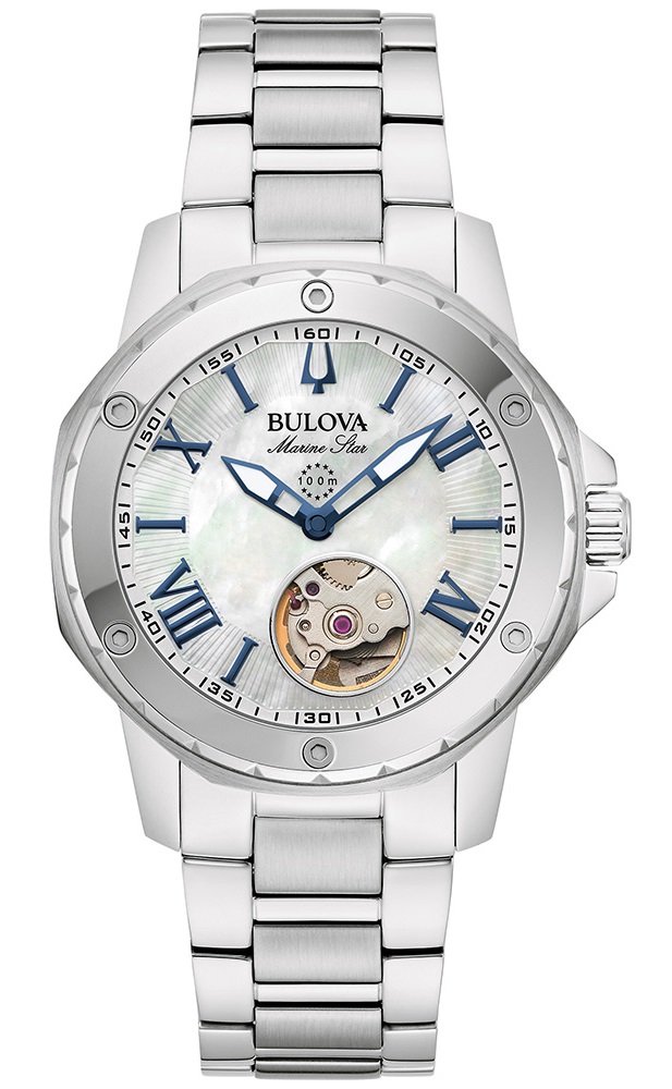 Bulova Damen Armbanduhr Marine Star 96L326 Automatik Edelstahl 