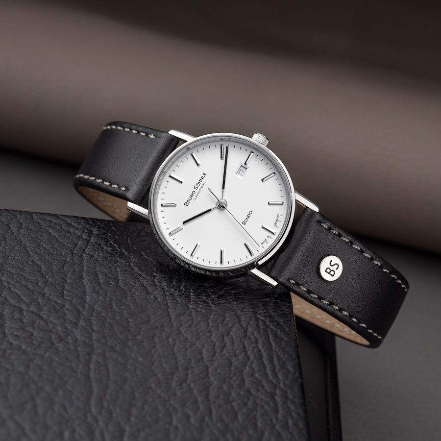 Bruno Söhnle Damen Armbanduhr 17-13106-241 Rondo Edelstahl Lederband schwarz
