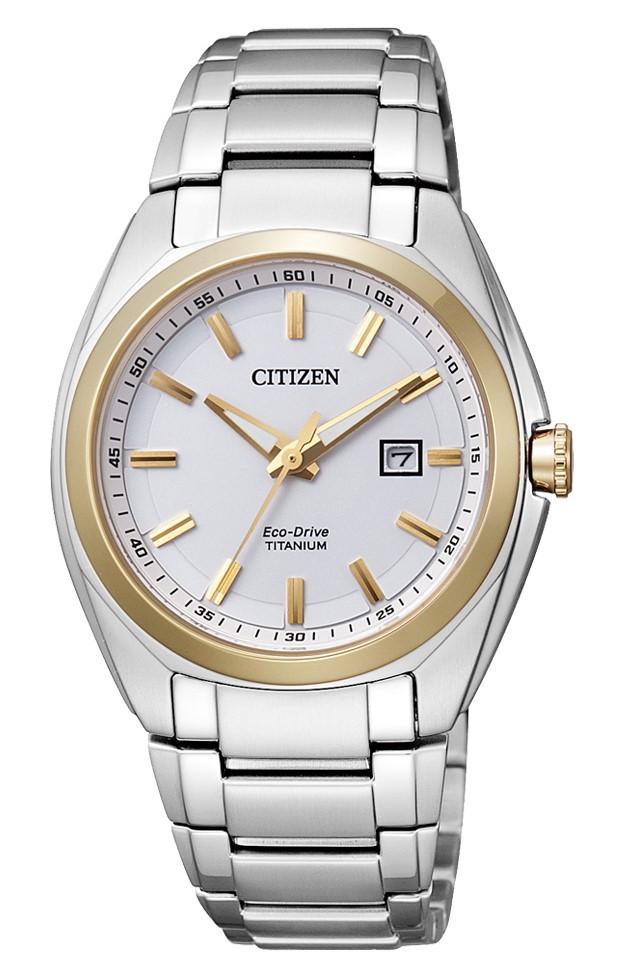Citizen Damen Armbanduhr EW2214-52A Eco Drive Super Titanium bicolor