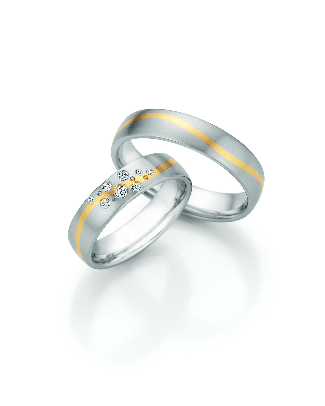 Eheringe Trauringe White Style Steel & Gold Elegance 88-25030 / 88-25040