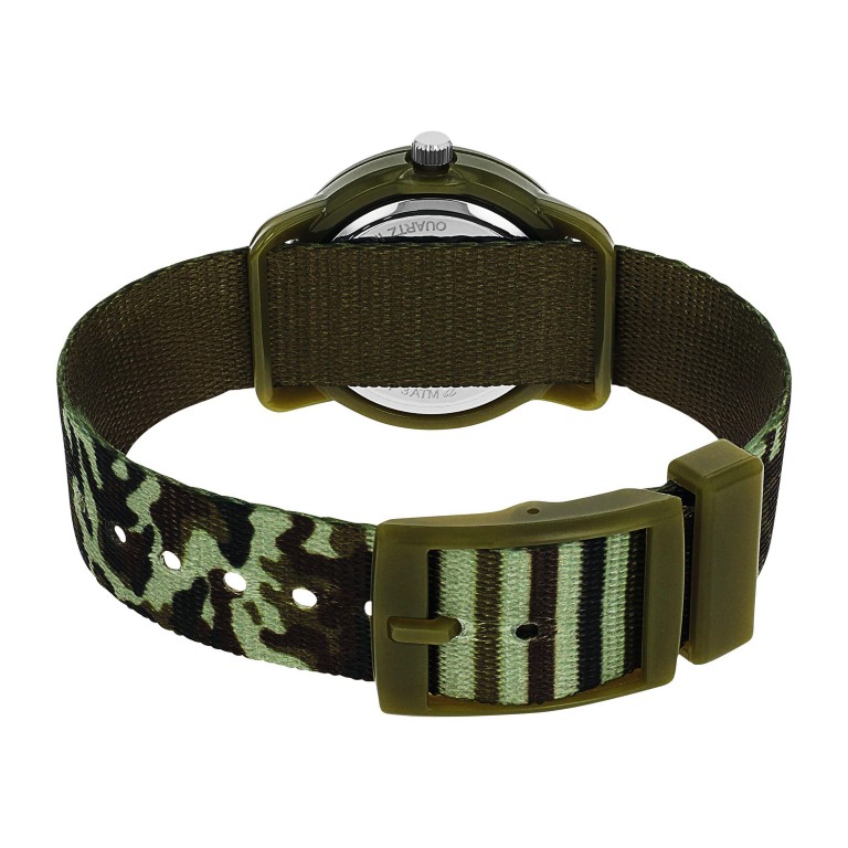 Tom Tailor Kinder Armbanduhr 2100711 Textilband Camouflage grün