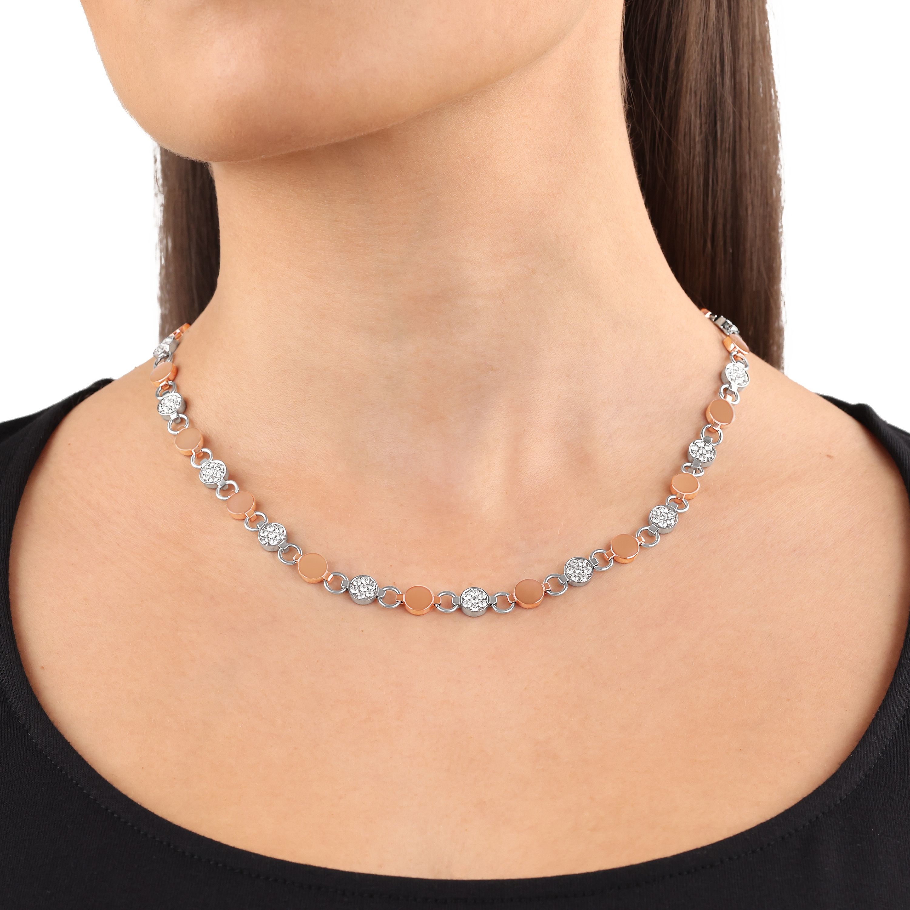 s.Oliver Damenkette 9239436 Edelstahl bicolor mit synth. Kristallen