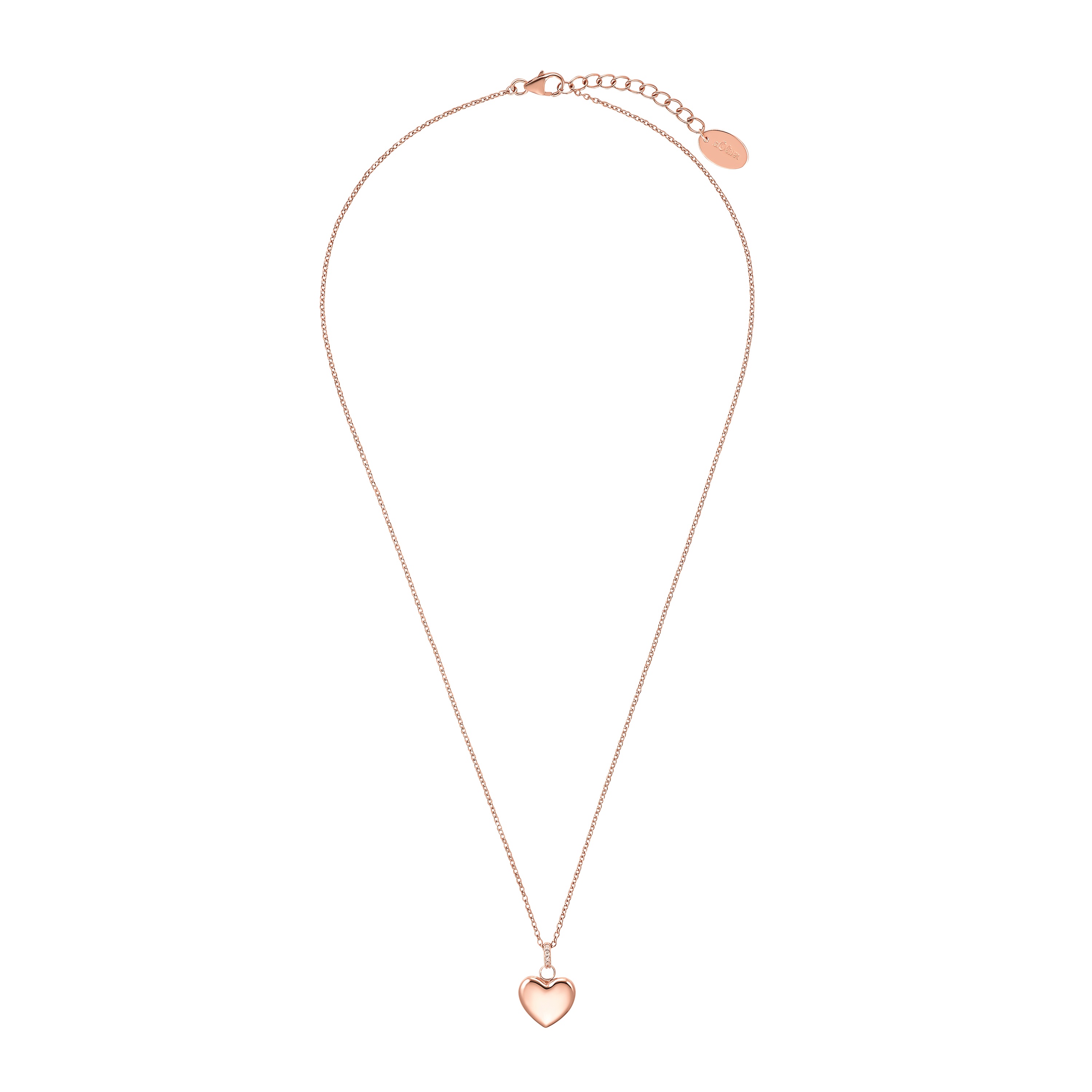 s.Oliver Damen Halskette 2032598 Herz Silber 925/- rosévergoldet Zirkonia