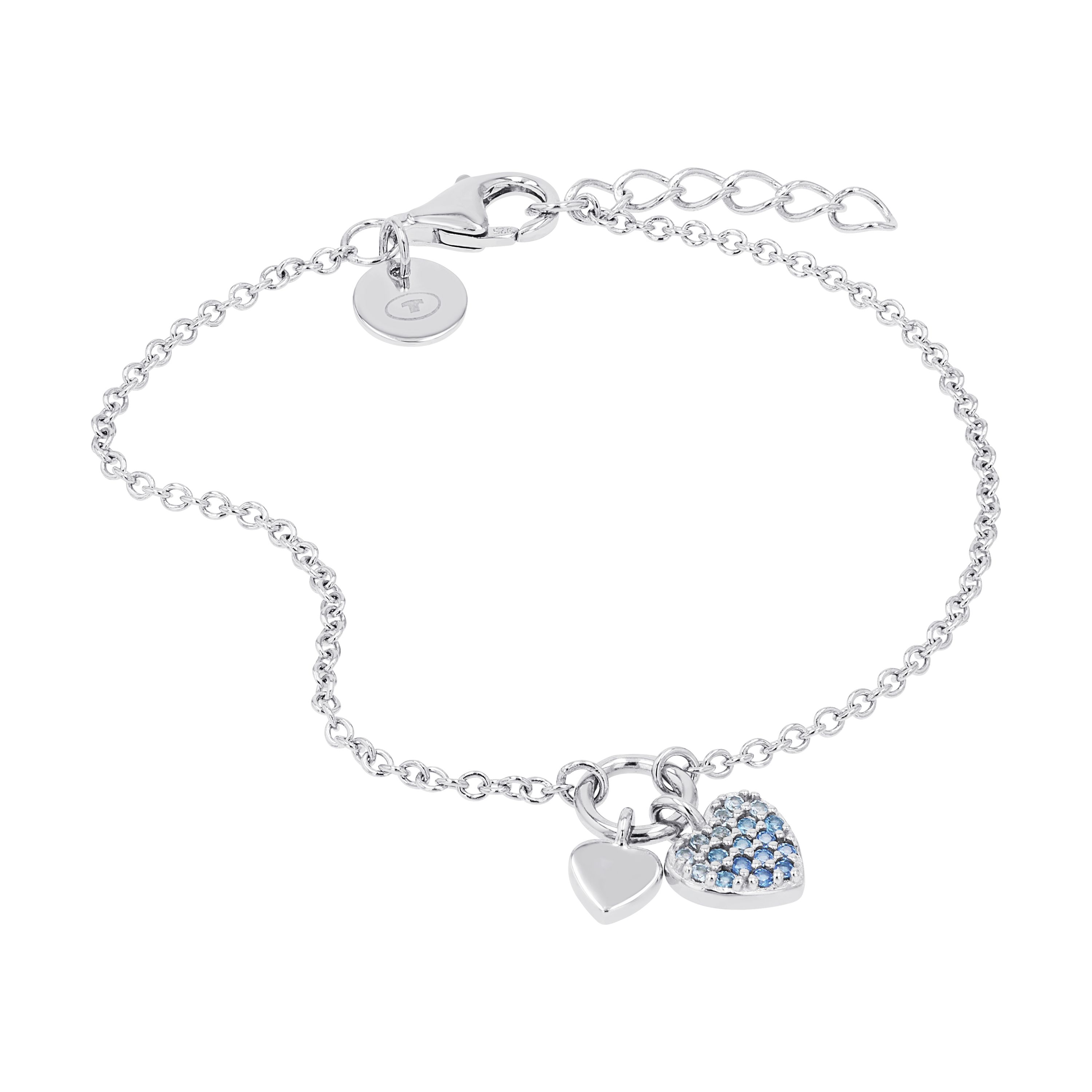 Tom Tailor Mädchen Armband 2101372 Herz Silber 925 synth. Zirkonia blau