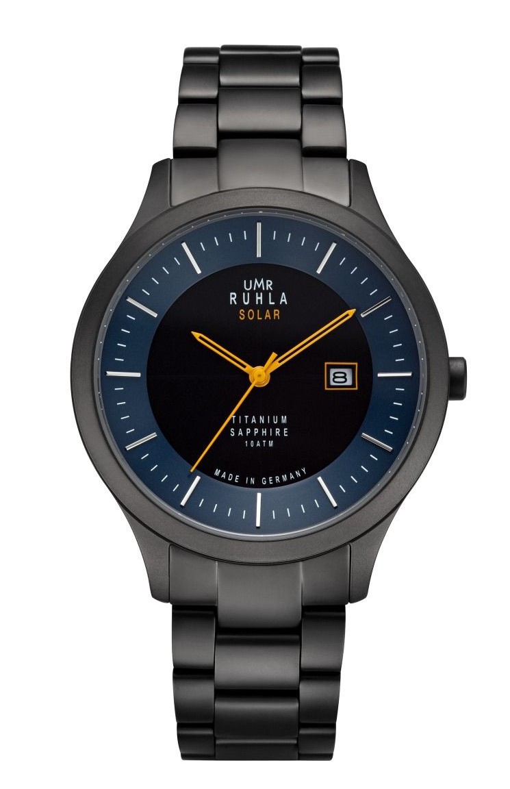 UMR Ruhla Herren Armbanduhr Solar 95953M Titan schwarz IP